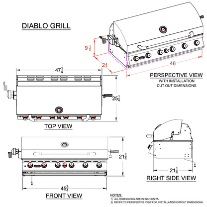 Grill Head - Diablo 46" Drop - In Grill - Hercules Inc. Shop