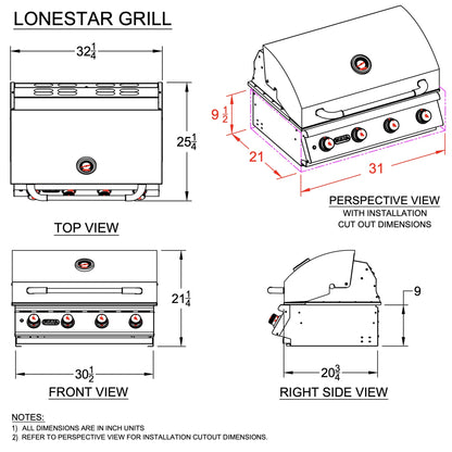 Grill Head - Lonestar 30" Drop - In Grill - Hercules Inc. Shop